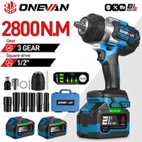 ONEVAN 2800N.M Bürstenloser elektrischer Schlagschrauber 1/2 Zoll Akku-Drehmomentschlüssel Schraubendreher Elektrowerkzeug für Makita 18V Batterie Pin