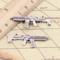 10pcs Charms Machine Gun Assault Rifle 40x15mm Antique Silver Color Pendants Making DIY Handmade Tibetan Finding Jewelry