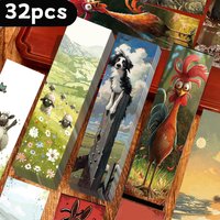 32pcs, Funny Farm Theme Bookmarks, Christmas, Teacher Gift, Back-To-School Holiday Gifts, Creative Artistic Designs