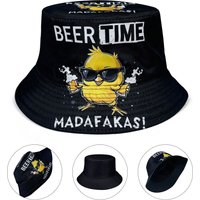 Cool Duck "Beer Time" 3D Graphic Bucket Hat, Lightweight Cartoon Duck Design with Glasses, Reversible, Foldable, Unisex Casual Sun Protection Hat, Suitable for Beach Trips and Casual Outfits
