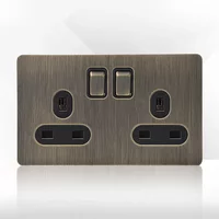 High-quality Wall Push Button Switch Retro Bronze Brushed Stainless Steel Panel UK Socket for Home Improvement