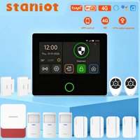 Staniot 4.3"Touch Screen 4G Home Security System Built-in Siren 433Mhz Tuya APP Remote Control WiFi Wireless Alarms For Home