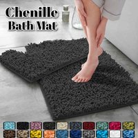 Non Slip Chenille Bath Mat Soft & Anti Mould Bath Mats Water Absorbent Quick Drying Bathroom Carpet U-Shaped Toilet Mat