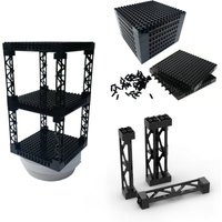 DIY 16x16 Hole MOC Black Connection Template Base Plate with Adjustable Columns for Free Assembly Scene Combination Accessories