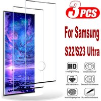 3Pcs Curved Ultrasonic Fingerprint Tempered Glass For Samsung Galaxy S22 Ultra/S23 Ultra 5G Screen Protector Film