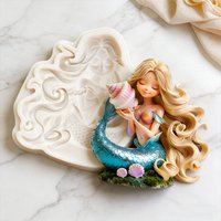 Fairy tale mermaid silicone mold, drop-paste mold, for making resin and gypsum handicrafts, decorative pendants