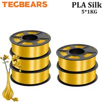 TECBEARS 3D-Drucker Filament Seide 1,75mm 5 Rollen Mehrfarbig PLA+SILK Vakuumverpackung Ohne Blasen für FDM 3D-Druckermaterialien