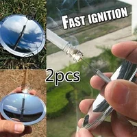 1/2pcs Camping Survival Solar Lighter Waterproof & Windproof Fire Starter EDC Outdoor Emergency Tool Gear Sport ( Color: Silver)
