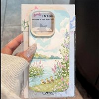 A Three-duck Floral Pattern Lychee Texture Anti-drop Case for iPhone 17 16 Pro Max 11 13 12 14 15 16 7 8 Plus XS X XR 16E Cover