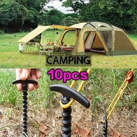 10pcs Spiral ground studs, outdoor camping anchor piles, windproof tent piles - Durable spiral design, durable screw in tent