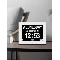 7 Inch Digital Alarm Clock with Calendar Photo Frame Media Player 4 Alarm Options 10 Languages Large Display Alarm Clock
