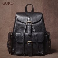 GURO High Quality Cowhide Backpack Women's Vintage Trend Weekend Travel knapsack Deluxe Design Genuine Leather Girls School Bags
