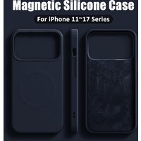 Support Magnetic Wireless Charging Silicone Case for iPhone 17 16 15 14 13 12 11 Pro Max Soft Shockproof Cover for 14 15 16 Plus