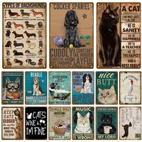 Metal Sign Home Decor Cat Dog Tin Sign Vintage Style Metal Wall Stickers Tin Plaque Retro Metal Poster Metal Plate For Man Cave