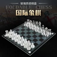 glass crystal occidental chess children casual puzzle backgammon elegant transparent entertainment chessboard chessman set