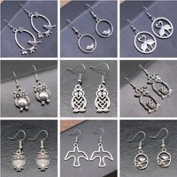 53 Styles Bird Earrings For Women Vintage Owl Dove Peacock Phoenix Swallow Feather Hummingbird Flamingo Parrot Earrings