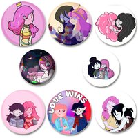 Adventure Time HD Print Brooch Anime Badge Cartoon Figure Princess Bubblegum Marceline Round Display Brooches Lapel Pins Jewelry