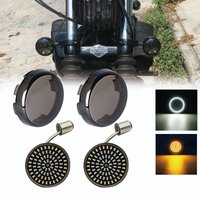 2 Cal przydymione soczewki pokrywa 1156 1157 kierunkowskazy LED przednie tylne 81 żarówki ledowe zestaw dla Harley Touring Dyna Softail Sportster