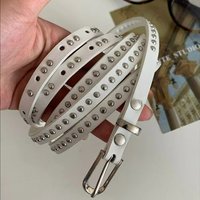 Simple Double Circle Belts for Women PU Leather Belt Waist Decorative Suit Thin Belts Ins Style Any Knot PU Leather Belts