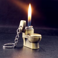 Creative Compact Toilet Gas Lighter Key Chain Butane Smoke Lighter Inflated Toilet Bowl Key Chain Lighter Bar Metal Funny Toys