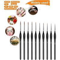 10Pcs Miniature Painting Brushes Kit - Fine Detail Nylon Hair for Acrylic, Watercolor, Oil | Pointed Tip Artist w/Case