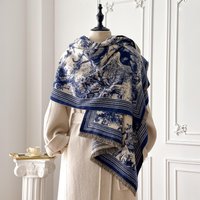 Elegant Animal Jacquard Pashmina Shawl for Women Winter Thick Warm Scarves Double Sided Design Coldproof Windproof Blanket Scarf