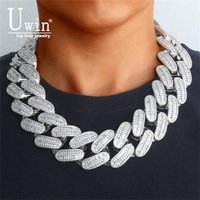 Uwin 40mm Big Heavy Miami Cuban Chain Necklace Iced Out Cubic Zirconia High Quality Charm Hiphop Punk Jewelry For Gift
