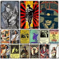 MISES SRV Poster Stevie Ray Vaughan Metal Tin Sign Blues Metal Plaque Decorative Plate Man Cave Cafe Cafe Wall Metal Sign Poster