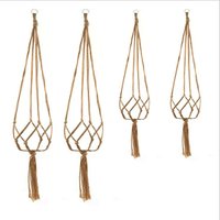 Handmade Macrame Flower Pot Hanging Basket Knotted Rope Net Bag Horticultural Home Door Balcony Courtyard Garden Decor