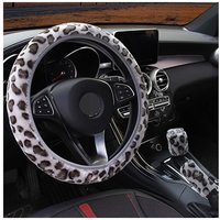 Universal Steering-wheel Plush Leopard Car Steering Wheel Covers Winter fur Hand Brake Gear Cover Set Car Interior Accessories