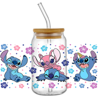 popular UV DTF 3D Cup Wrap Sticker Cute Cartoon blue Monster Design For 16oz Mugs DIY Durable Decal Transfer stickers