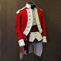 Adult Men Napoleonic Military Officer Cosplay Costume Red Uniform Army Tailcoat With Vest Belt Costume Full Set Custom Made