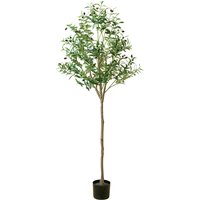120cm Artificial Olive Tree Lifelike Faux Olive Plant with Olives & Natural Texture Trunk Potted Fake Greenery Tree with Black Plastic Planter Indoor Floor Standing Decor for Living Room Bedroom
