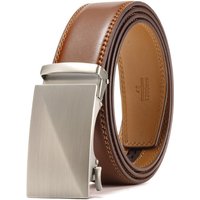 3.5cm Men's Genuine Leather Automatic Buckle Belt Casual Business Style Versatile Waistband for Men Jeans Pants Brown