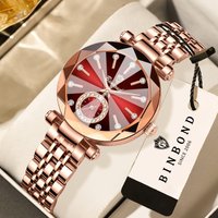 BINBOND Luxury Heart Of The Ocean quartz wristwatches for lady luminous waterproof week women's watches fashion casual reloj