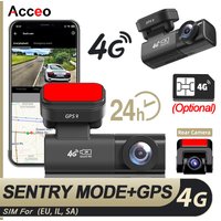 Acceo Car Dash Cam 4G LTE Connected Real-Time GPS Tracking Live View 2K Front Rear Recording Collision Warning Human Detection