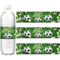 10pcs Green Soccer Bottle Labels Stickers Football Theme Sticker For Sports Soccer Theme Birthday Party Supplies Decor