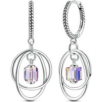 925 Sterling Silver Earrings Women Color Plated Sugar Cube Double Ring Snake Drop Earring For Anniversary Wedding Jewelry Gifts