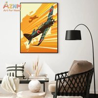 AZNM Vintage Japanese Zero Fighter Plane Canvas Wall Art Unframed, Retro WWII Aviation Propaganda Poster Artwork for Home Office