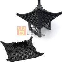 MOC House Roof Top Eaves Building Blocks Bricks Ancient Chinese Style Glazed Tile Garden Courtyard Architecture 70681W Toys