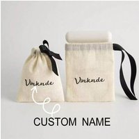 DIY drawstring pouch custom canvas bag off-white storage pouch shrink cotton linen bag