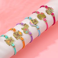 6Pcs/set Girls Cartoon Cute Acrylic Capybara Charm Elastic Rope Bracelet