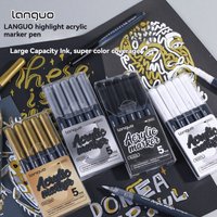 LANGUO Straight Liquid High Gloss Acrylic Marker Pen, Gold, Silver, White, Black, Designed For Elementary School Students, Art