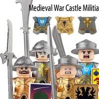 MOC Medieval War Castle Militia Building Blocks Military Knights Soldier Figures Eagle Shield Swords Weapons DIY Bricks Toy Gift