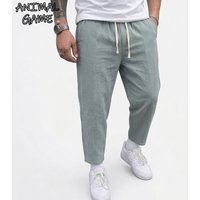 Fashion Men's Linen Trousers Solid Color Casual Pants for Men Sport Breathable Baggy Pant Summer Beach Lightweight Cotton Pants