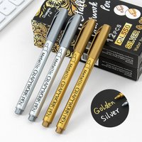 1/2/3Pcs Gold Silver Metallic Pen Waterproof Permanent Marker DIY Craft Marker Pens Artist Brush Marker Pens office supplies