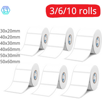 SINMARK White Sticker 3/6/10 Rolls Waterproof Paper Adhesive Label Anti-Oil Use for SK58/SK20/SK35 Mini Thermal Printer Tape