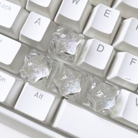 Translucent Star Keycaps Unique and Creative Pink Keycaps Cute Transparent 3D Resin Arrow Keys Mechanical Keyboard Replacement