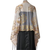 Fashion Sequins Elegant Wedding Shawl Lace Hollow Floral Embroidered Lace Lace Shawl Breathable Tulle Headscarf Bride