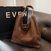 Autumn and Winter Vintage Women's Bag Large Capacity Suede Shoulder Bag Solid Color Simple Casual Commuter Bag Retro Handbags